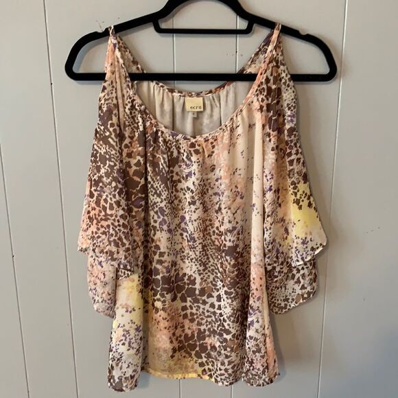 Ecru Printed Blouse Size Small - Picture 1 of 4